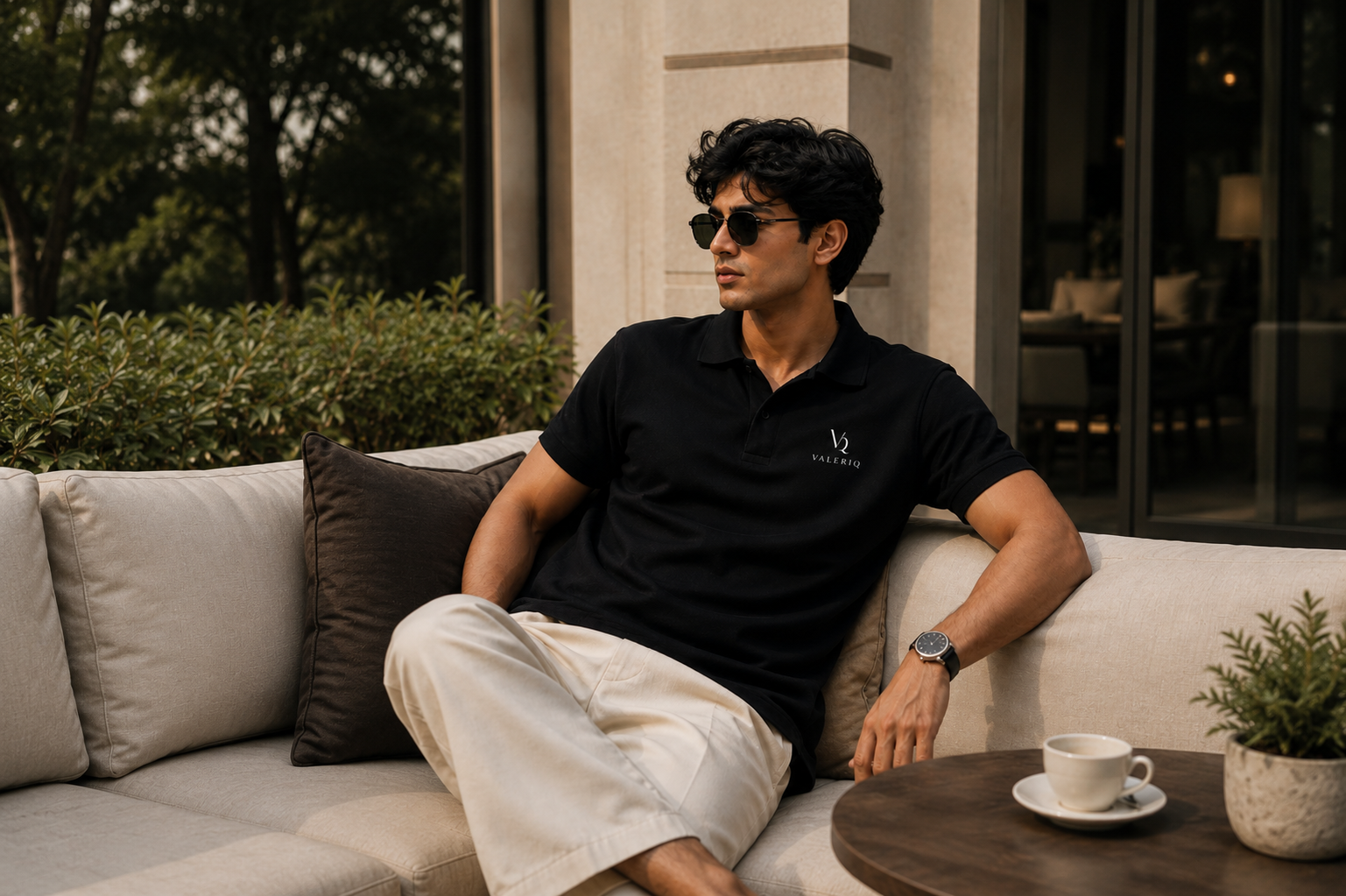A black polo shirt