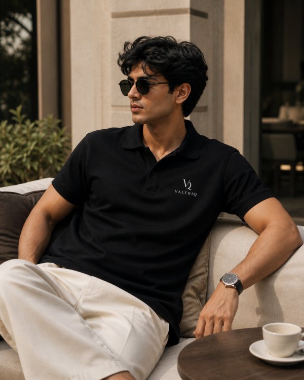 Men's black casual polo t-shirt