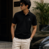 Men's black casual polo t-shirt