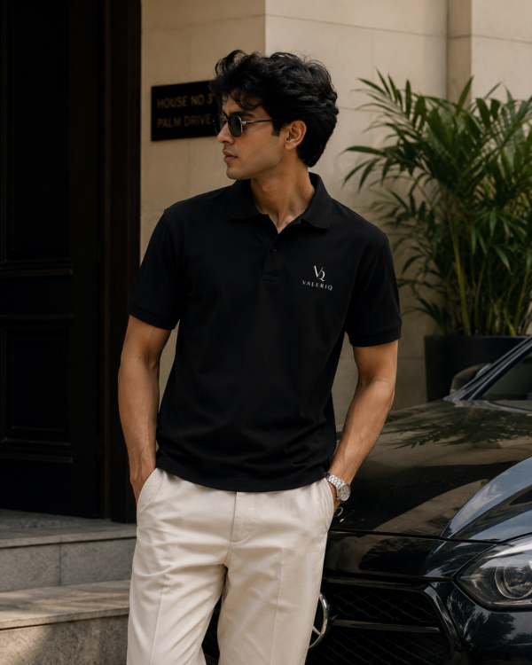 Men's black casual polo t-shirt